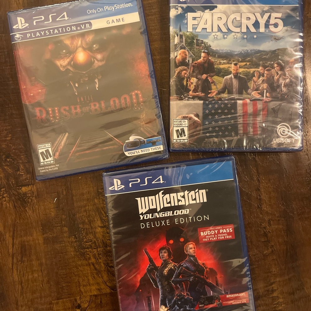 PS4 & 5 Game Bundle: Rush of Blood, Far Cry 5, Wolfenstein Youngblood